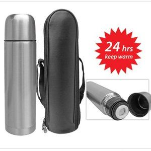 New Stainless Steel Thermal Water Coffee Bottle & Carry Pouch